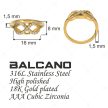 BALCANO - Infinity Gem / Végtelen szimbólumos gyűrű, cikróniával, 62 méret 18K arany bevonattal