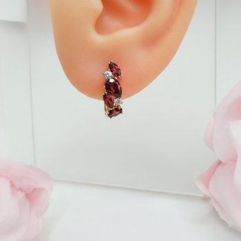   Emese 18 karát színű mélyvörös cirkónia köves fülbevaló 