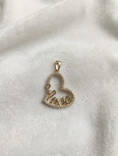 Love 14 karát színű köves antiallergén xuping medál M:3,5 cm 