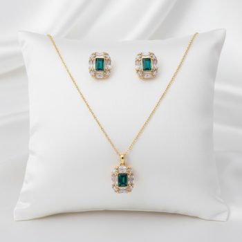   Xuping Emerald Majesty - Smaragd Elegancia Nyaklánc és Fülbevaló Szett