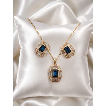   Xuping Emerald Majesty -  Elegancia Nyaklánc és Fülbevaló Szett. Kék